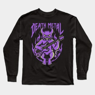 Death Metal Satanic Baphomet Cat Long Sleeve T-Shirt